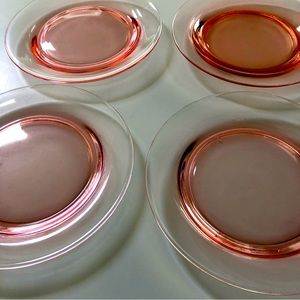 Four Tiffin Pink Depression Glass Plates Pattern 14196